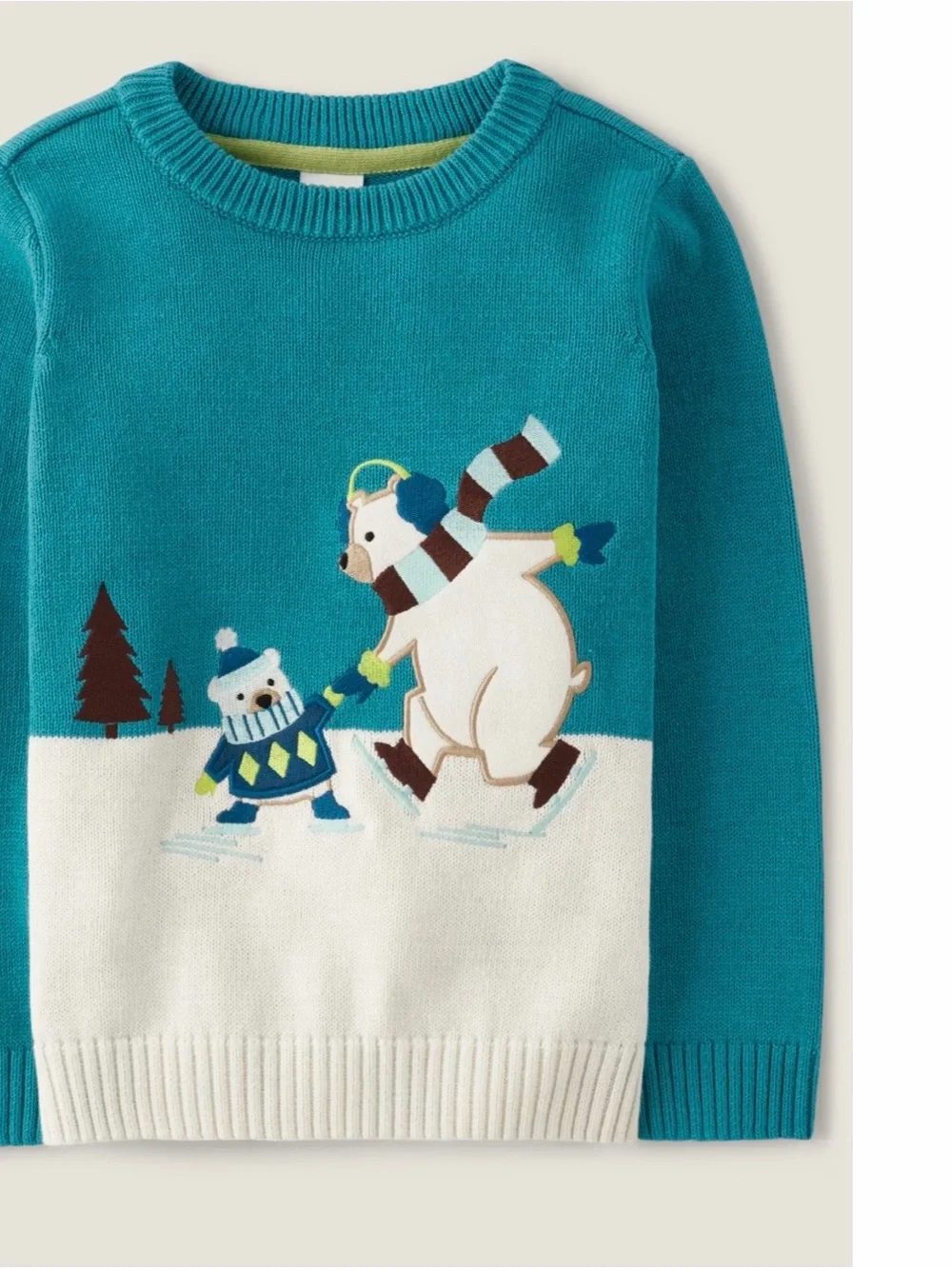 Gymboree Teal & White Ice Skating Polar Bear Sweater